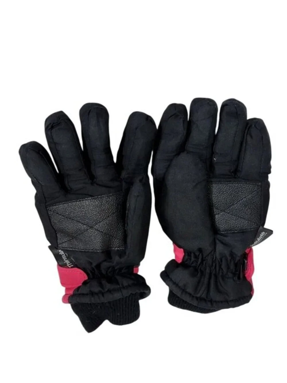 Thinsulate Black Pink Insulated Gloves Adjustable Strap Thermal Lining Women's S
